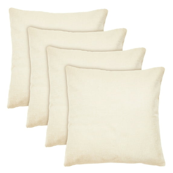 4 Pack of Canvas Throw Pillows, 17x17 Blank Pillow Cases (Cream Color, Cotton Material)