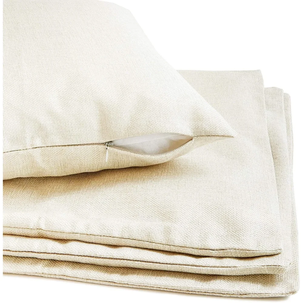 4 Pack of Canvas Throw Pillows, 17x17 Blank Pillow Cases (Cream Color, Cotton Material) - Image 3