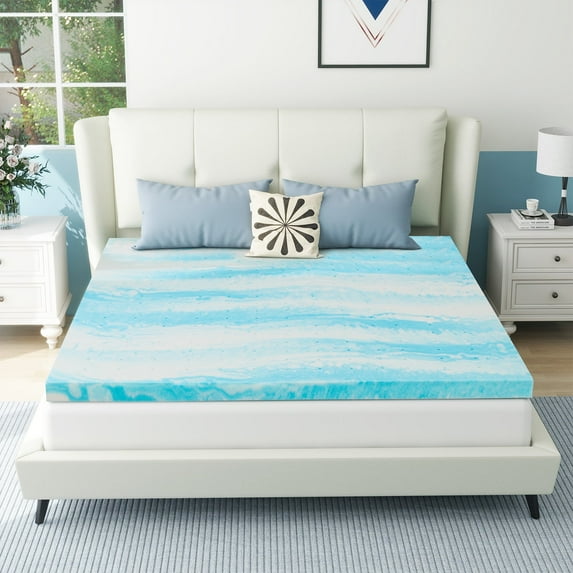 Beddle 2,3,4 inches Mattress Topper, Queen Size Cooling Gel-Infused Memory Foam Mattress Topper-4 inches