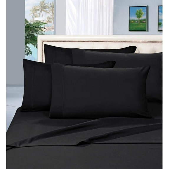 Celine Linen ®Supreme 1500 Collection 4pc Bed Sheet Set - All size and Colors , Queen Black