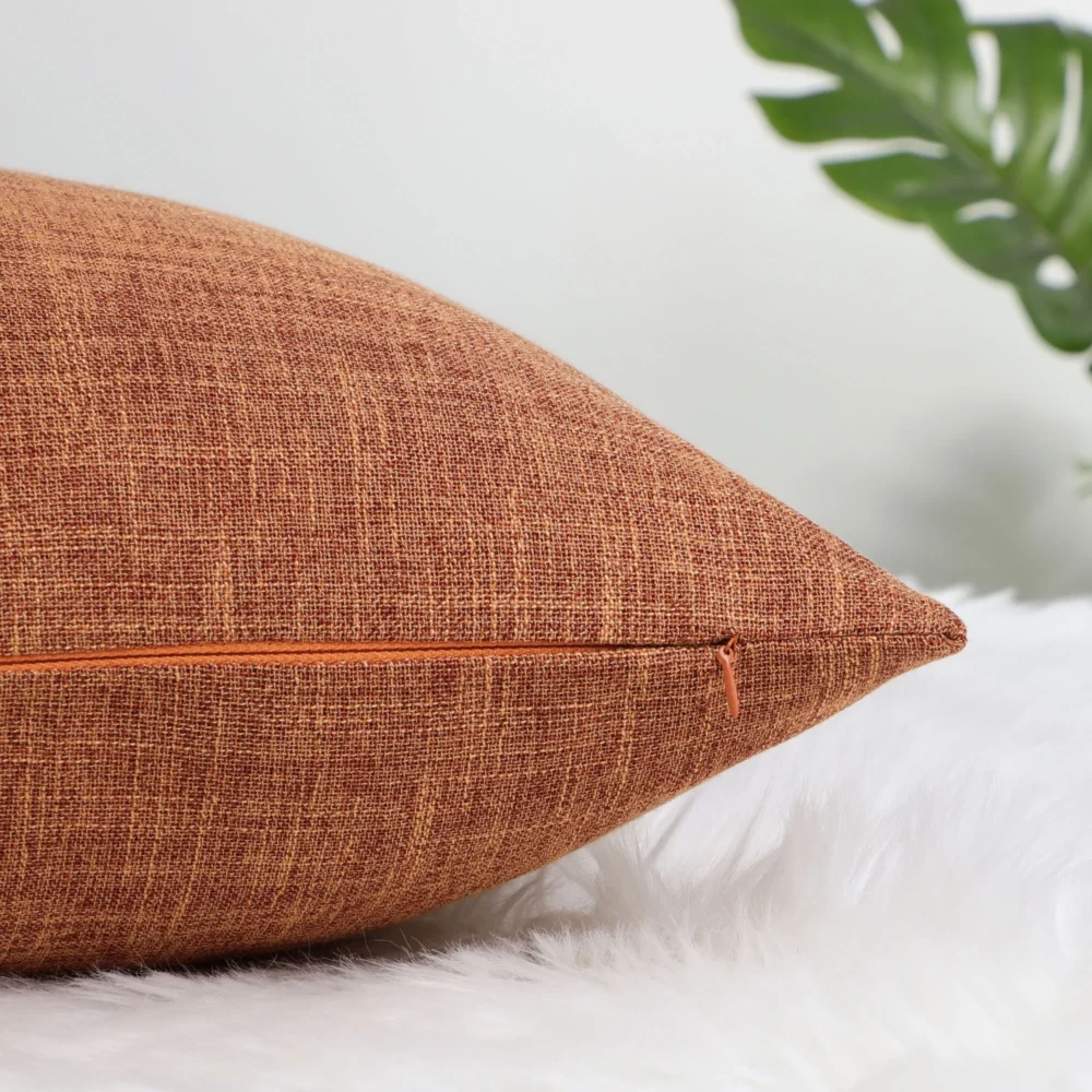 PiccoCasa Blank Cotton Linen Throw Pillow Covers 18"x18" Decor Cushion Covers Set of 2, Orange - Image 3
